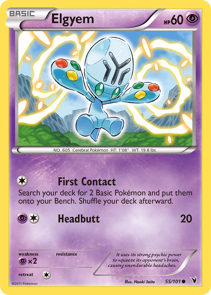 Elgyem Pokemon card (55/101, Noble Victories)