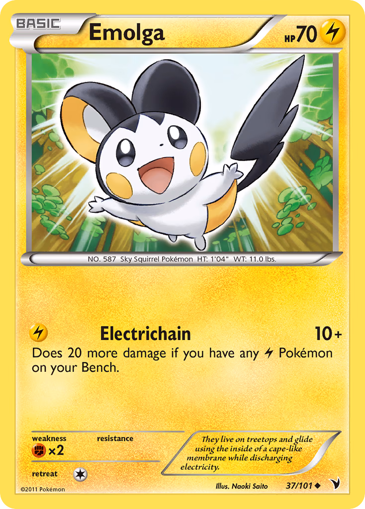 Emolga Pokemon card (37/101, Noble Victories)