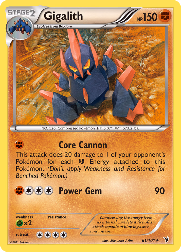 Gigalith Pokemon card (61/101, Noble Victories)