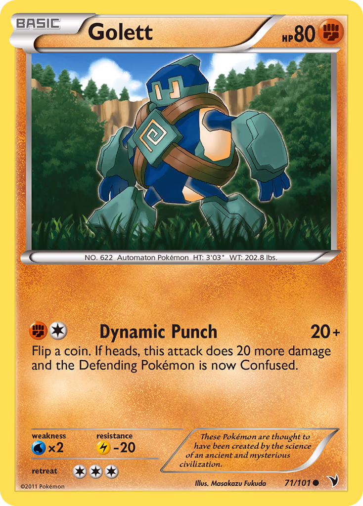 Golett Pokemon card (71/101, Noble Victories)