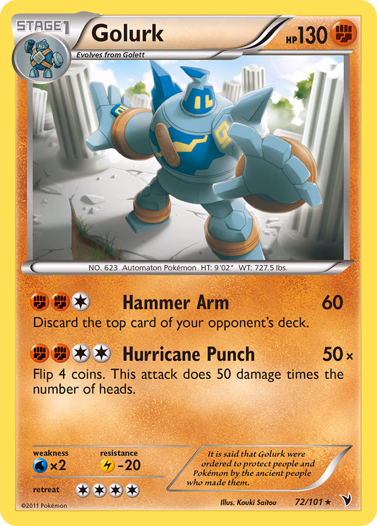 Golurk Pokemon card (72/101, Noble Victories)