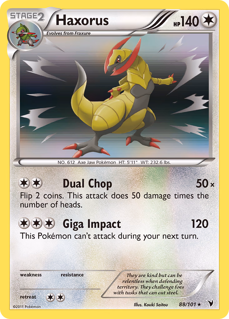 Haxorus Pokemon card (88/101, Noble Victories)
