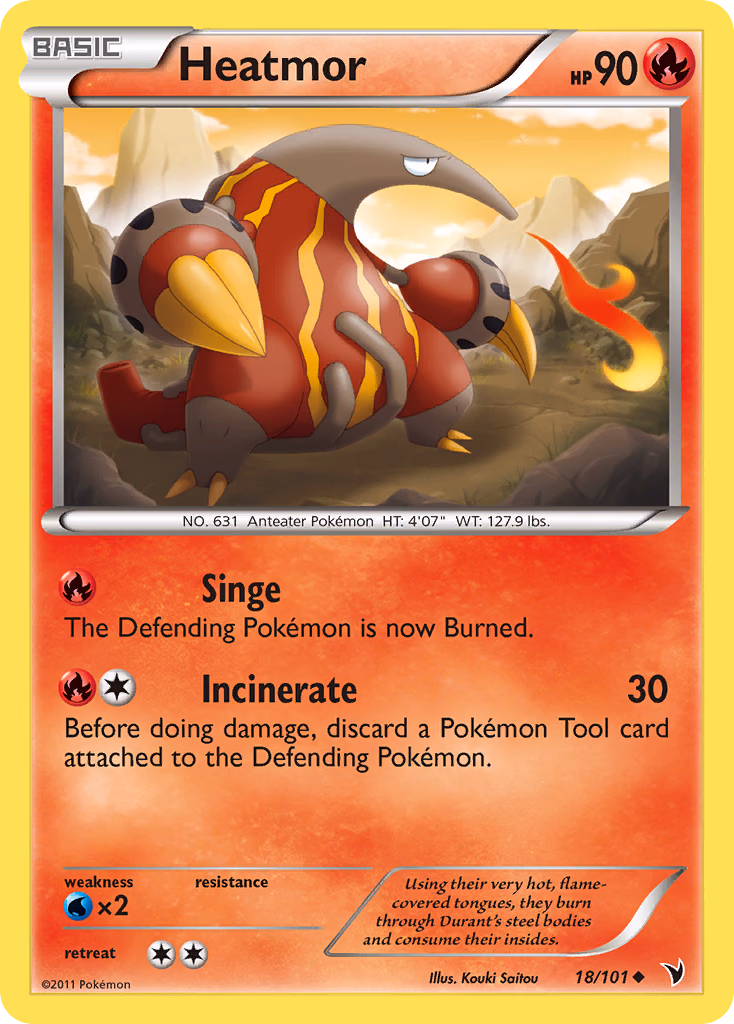 Heatmor Pokemon card (18/101, Noble Victories)