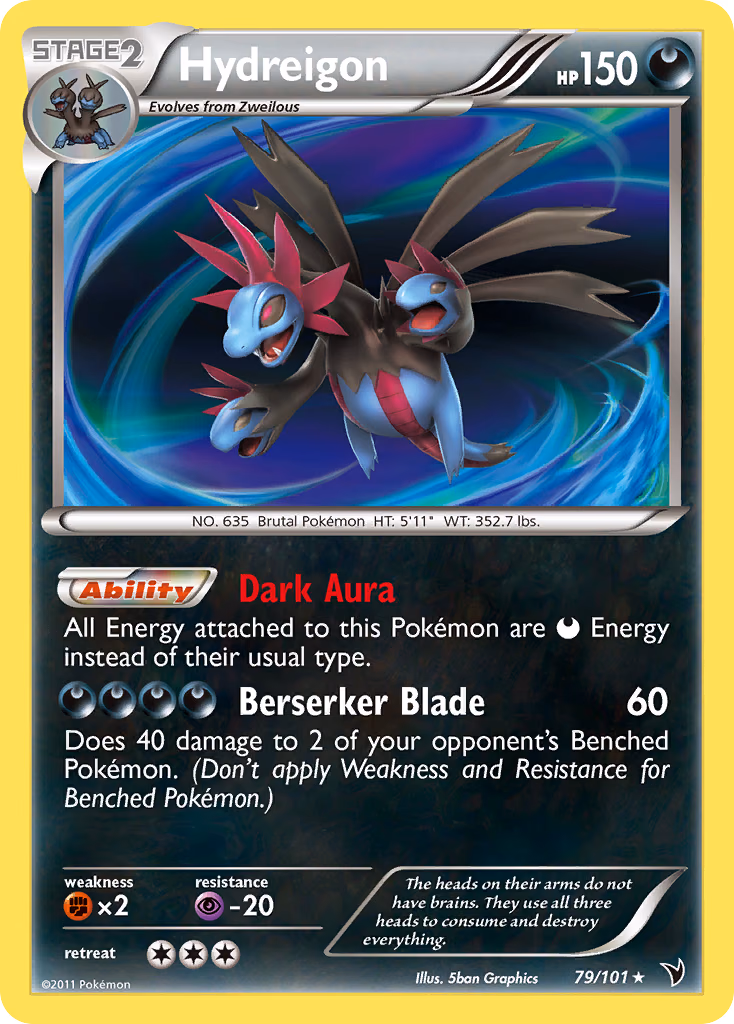 Hydreigon Pokemon card (79/101, Noble Victories)