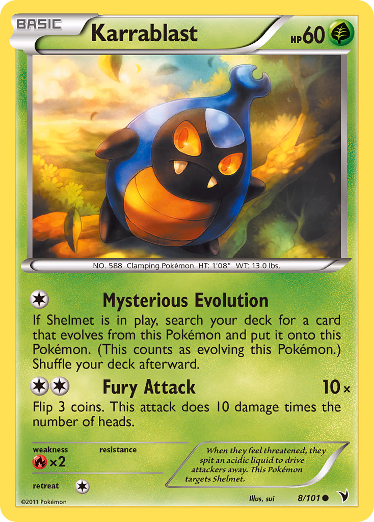 Karrablast Pokemon card (8/101, Noble Victories)