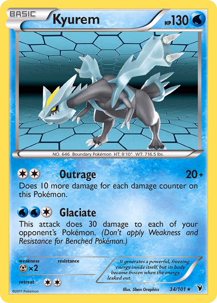 Kyurem Pokemon card (34/101, Noble Victories)