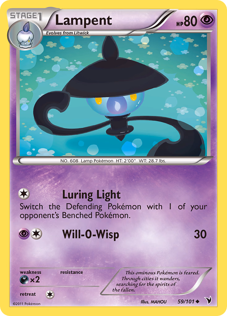 Lampent Pokemon card (59/101, Noble Victories)