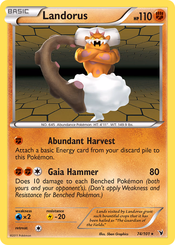 Landorus Pokemon card (74/101, Noble Victories)