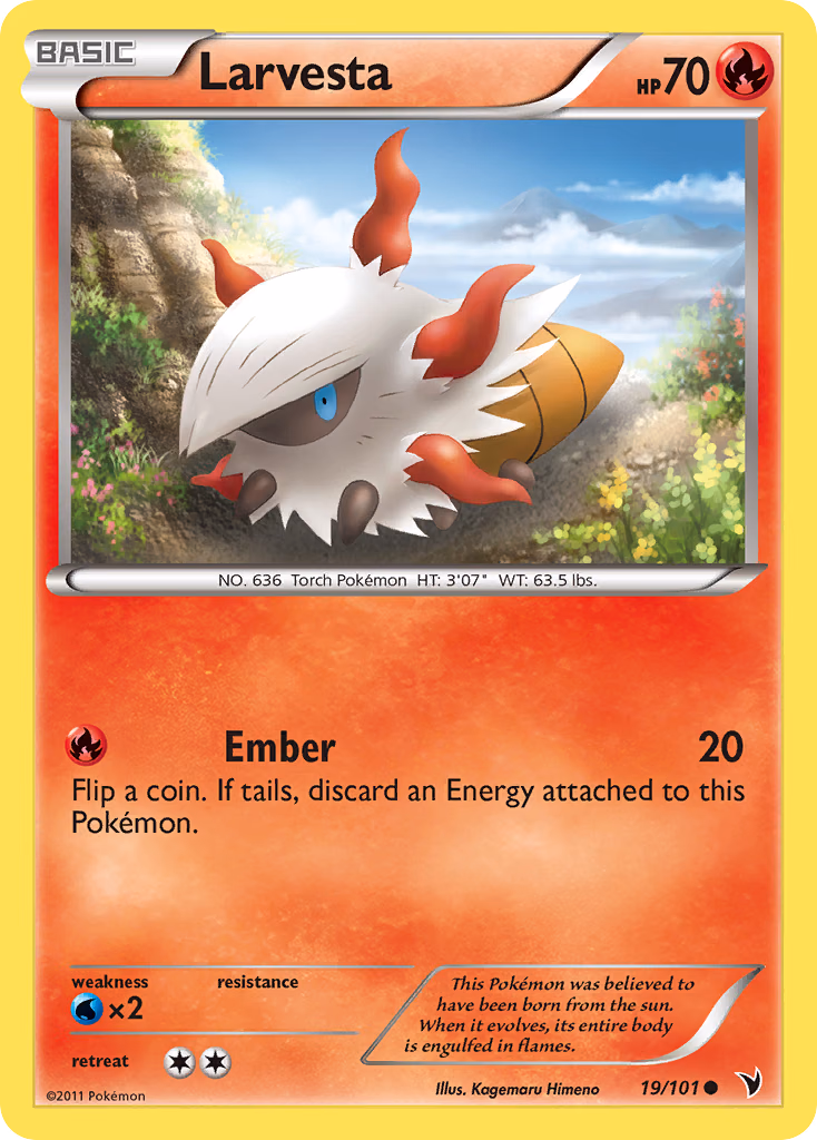 Larvesta Pokemon card (19/101, Noble Victories)