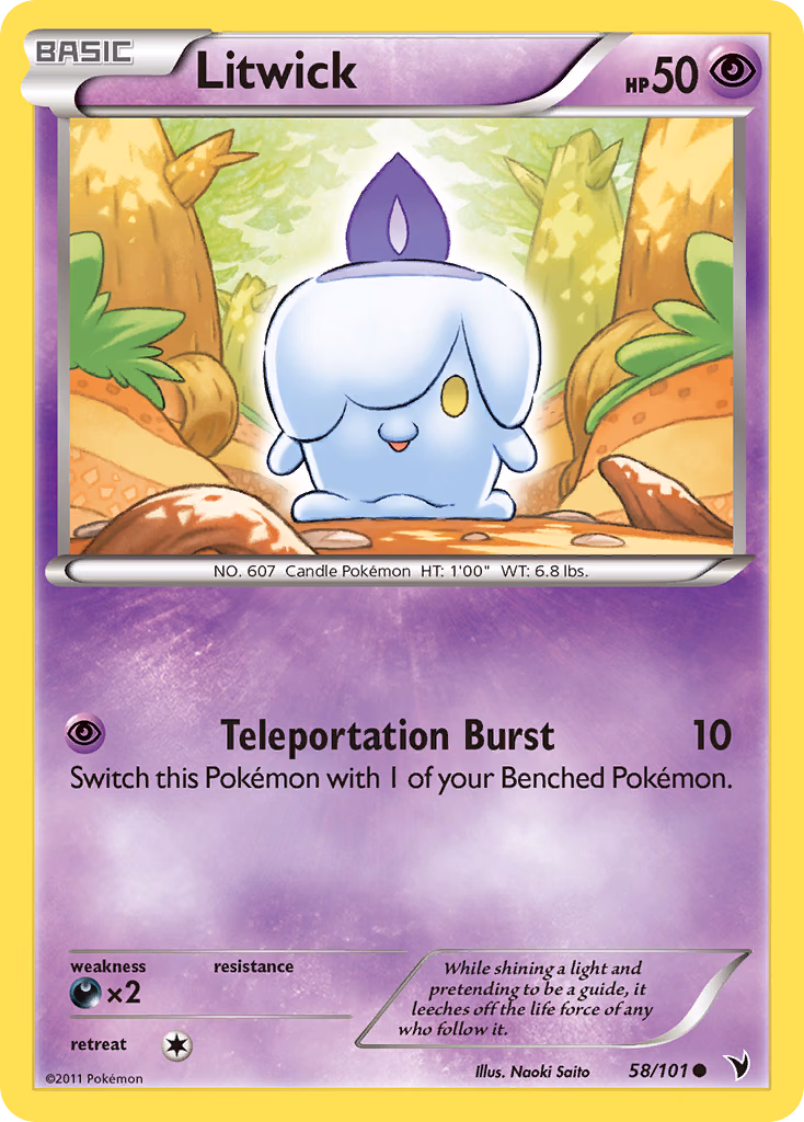 Litwick Pokemon card (58/101, Noble Victories)