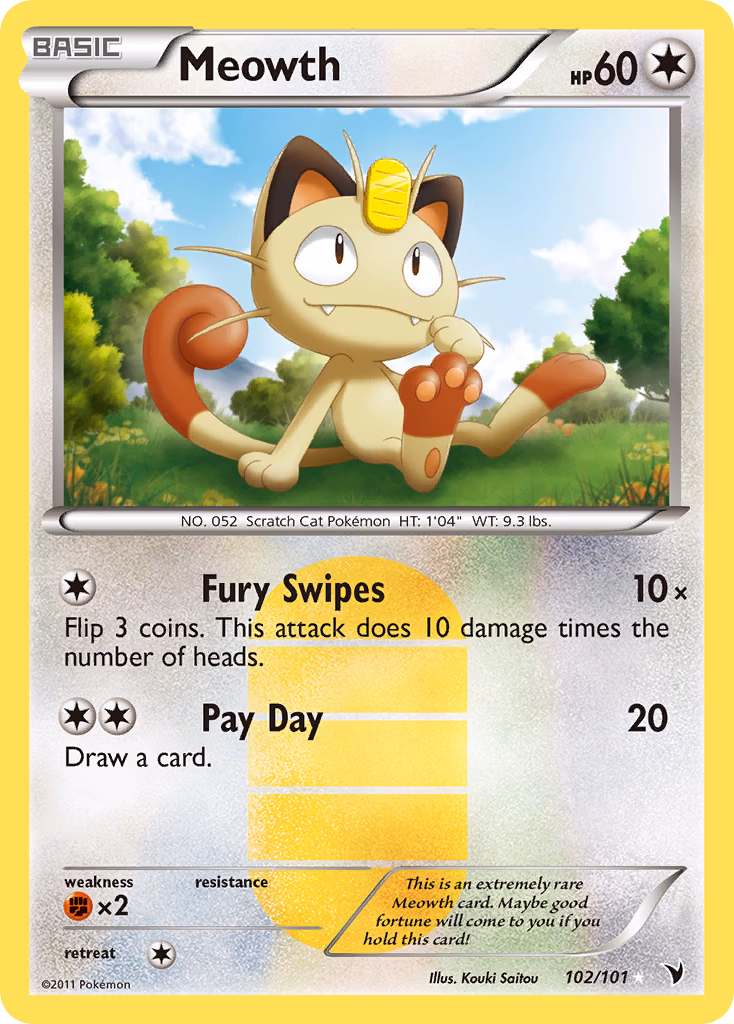 Meowth Pokemon card (102/101, Noble Victories)