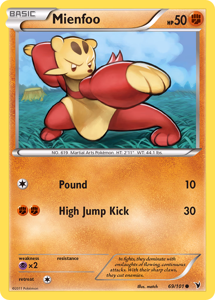 Mienfoo Pokemon card (69/101, Noble Victories)