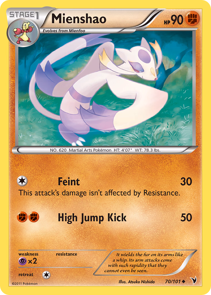 Mienshao Pokemon card (70/101, Noble Victories)