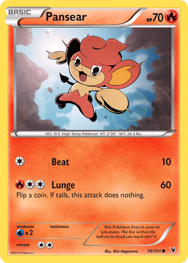 Pansear Pokemon card (16/101, Noble Victories)