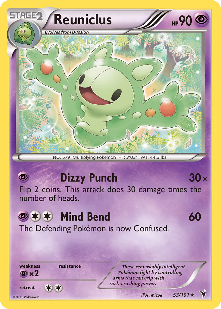 Reuniclus Pokemon card (53/101, Noble Victories)