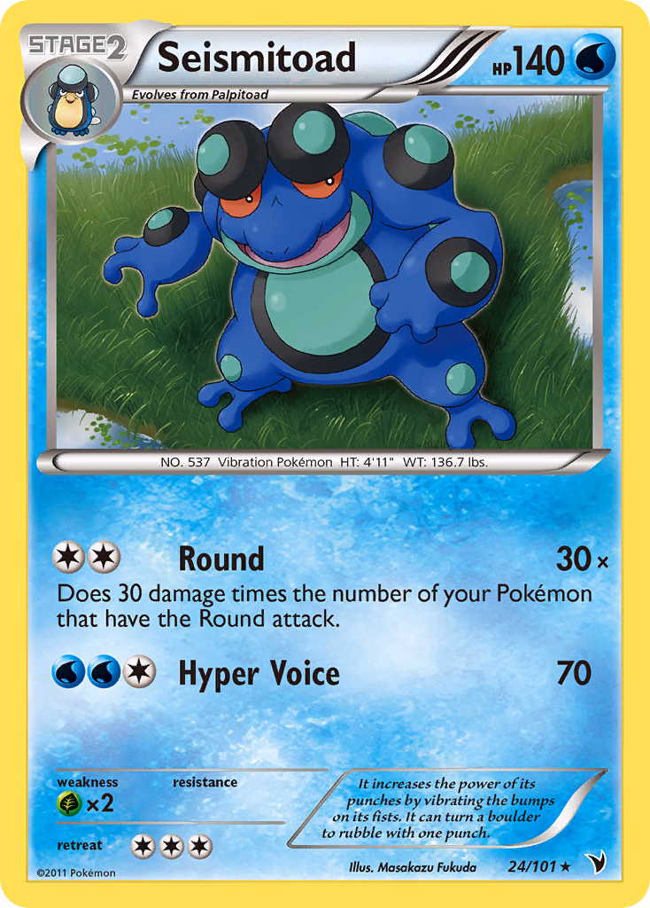 Seismitoad Pokemon card (24/101, Noble Victories)