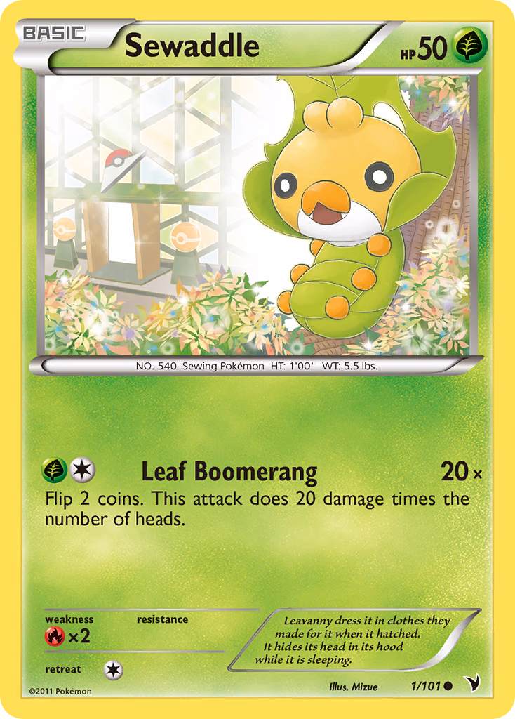 Sewaddle Pokemon card (1/101, Noble Victories)