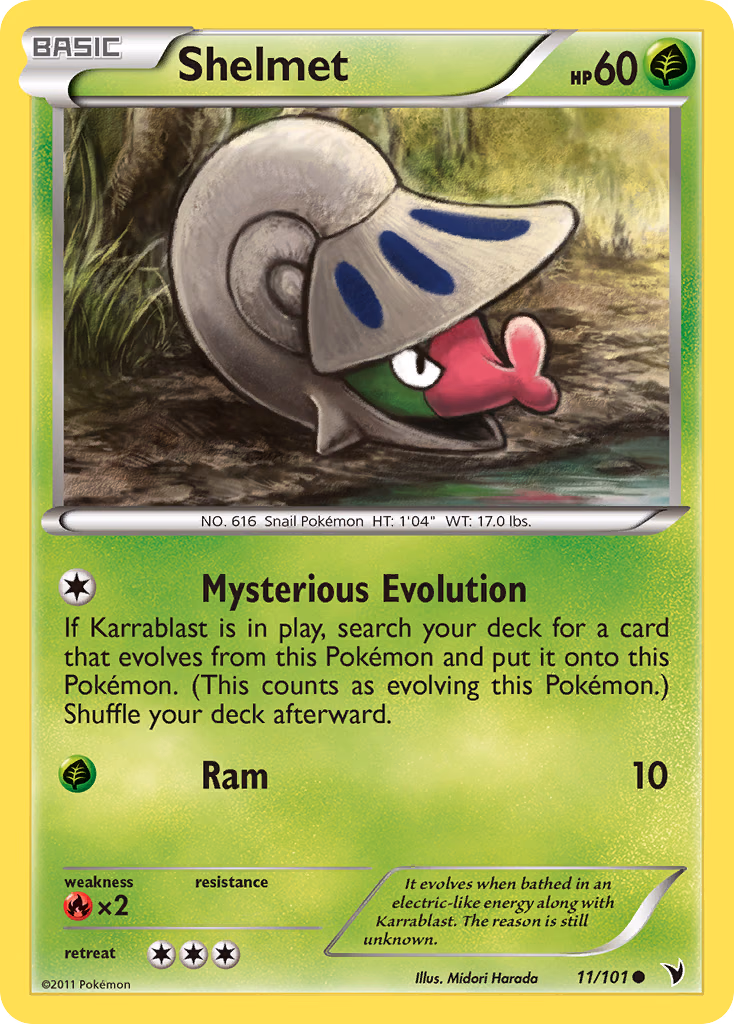 Shelmet Pokemon card (11/101, Noble Victories)