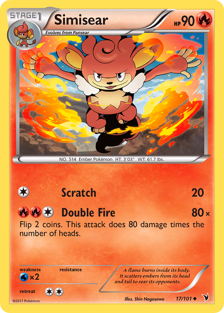 Simisear Pokemon card (17/101, Noble Victories)