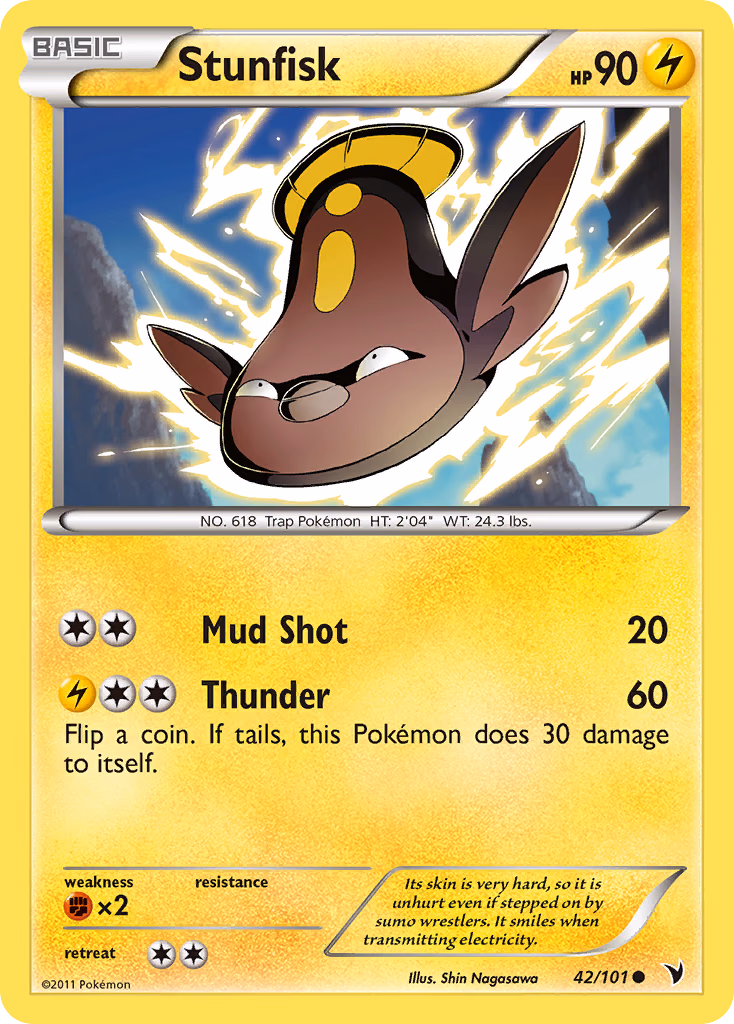 Stunfisk Pokemon card (42/101, Noble Victories)