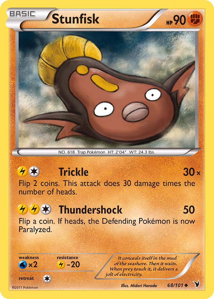 Stunfisk Pokemon card (68/101, Noble Victories)