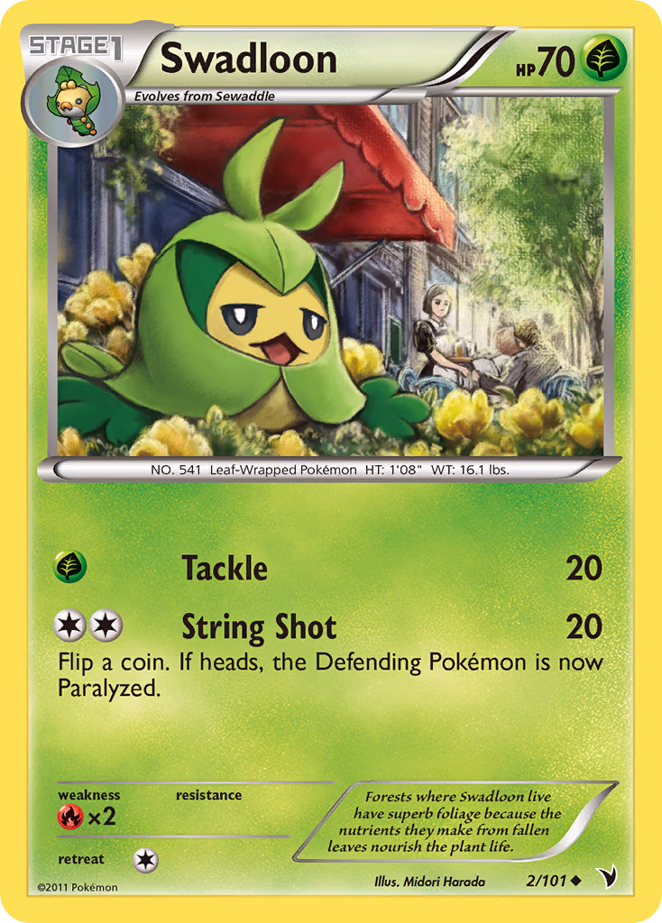 Swadloon Pokemon card (2/101, Noble Victories)