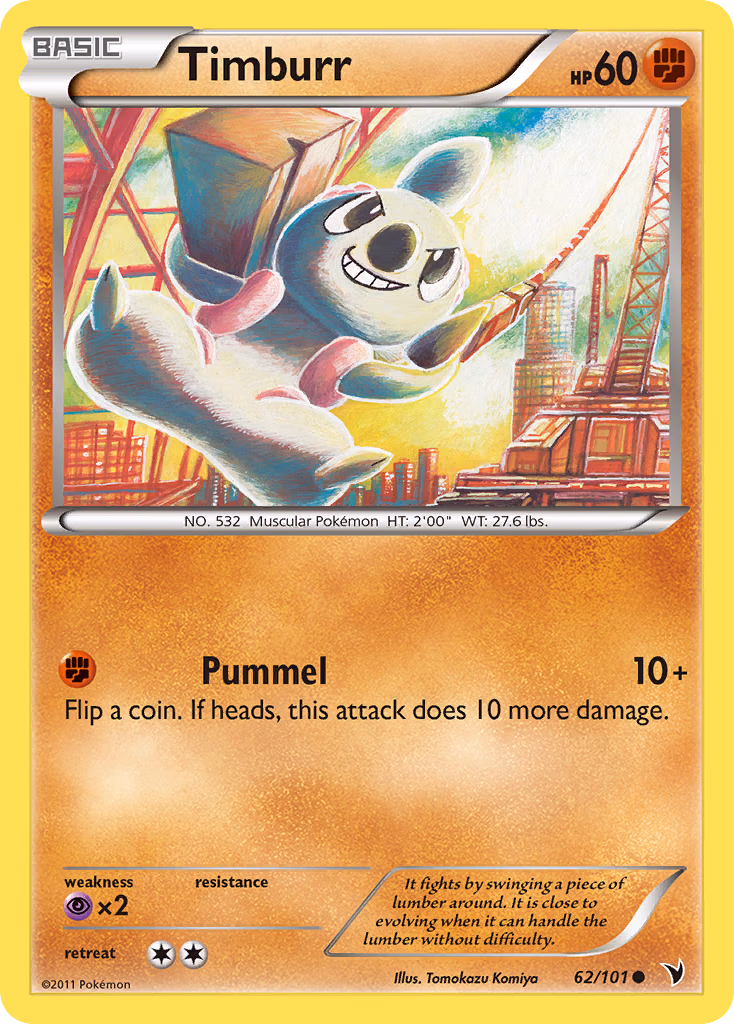Timburr Pokemon card (62/101, Noble Victories)