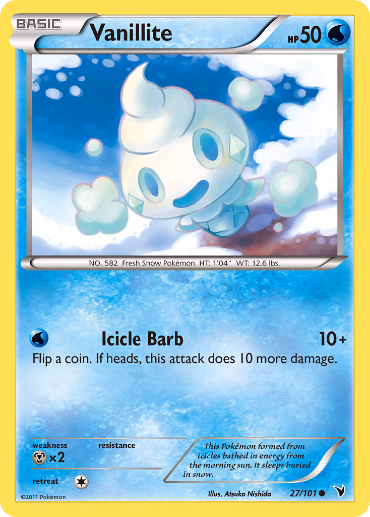 Vanillite Pokemon card (27/101, Noble Victories)