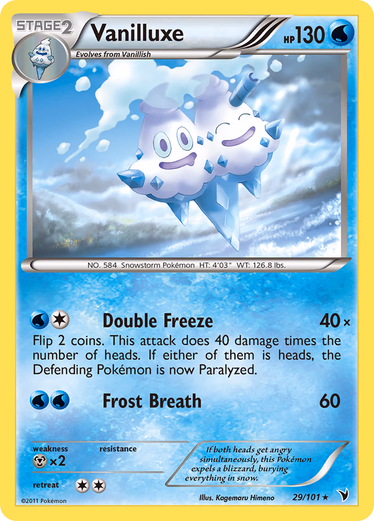 Vanilluxe Pokemon card (29/101, Noble Victories)