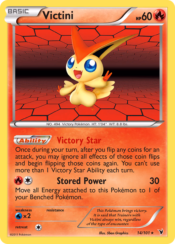 Victini Pokemon card (14/101, Noble Victories)