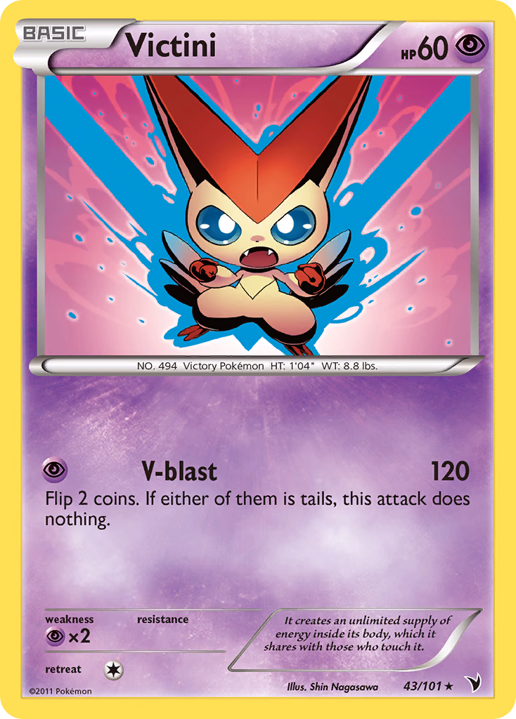 Victini Pokemon card (43/101, Noble Victories)