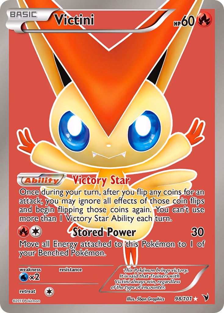 Victini Pokemon card (98/101, Noble Victories)