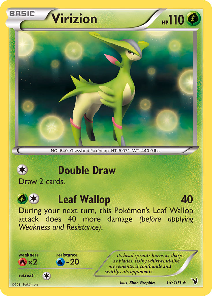 Virizion Pokemon card (13/101, Noble Victories)