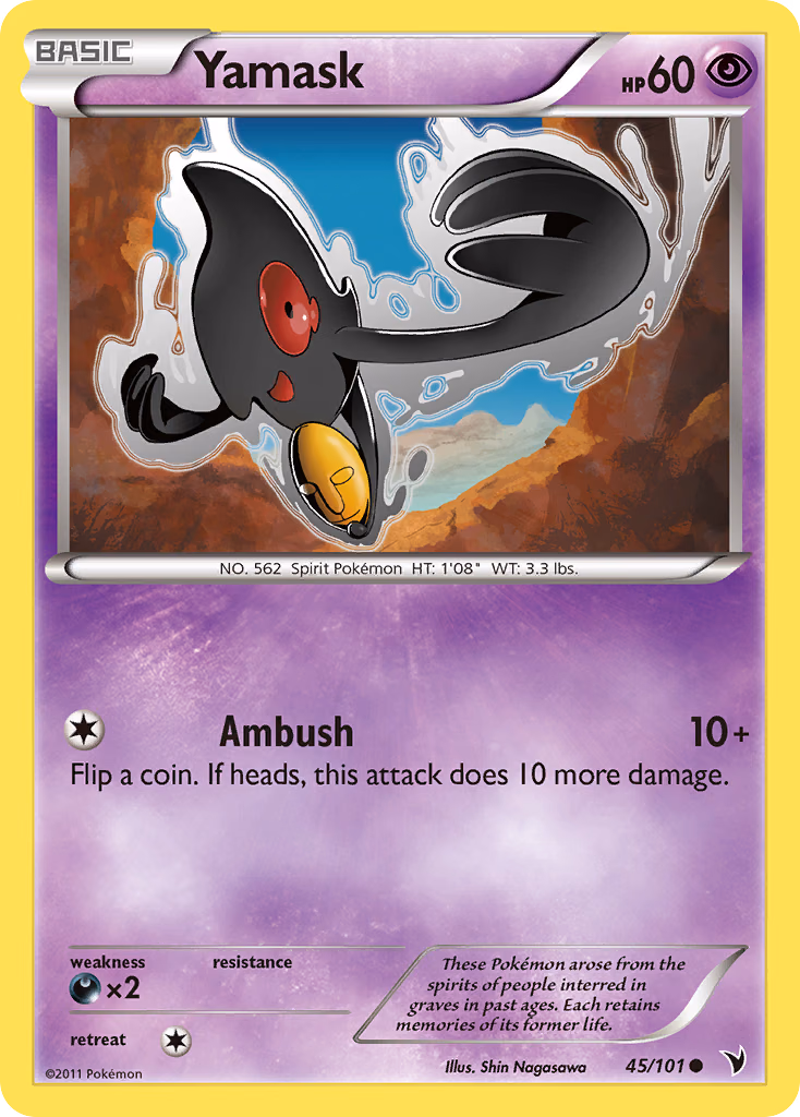 Yamask Pokemon card (45/101, Noble Victories)
