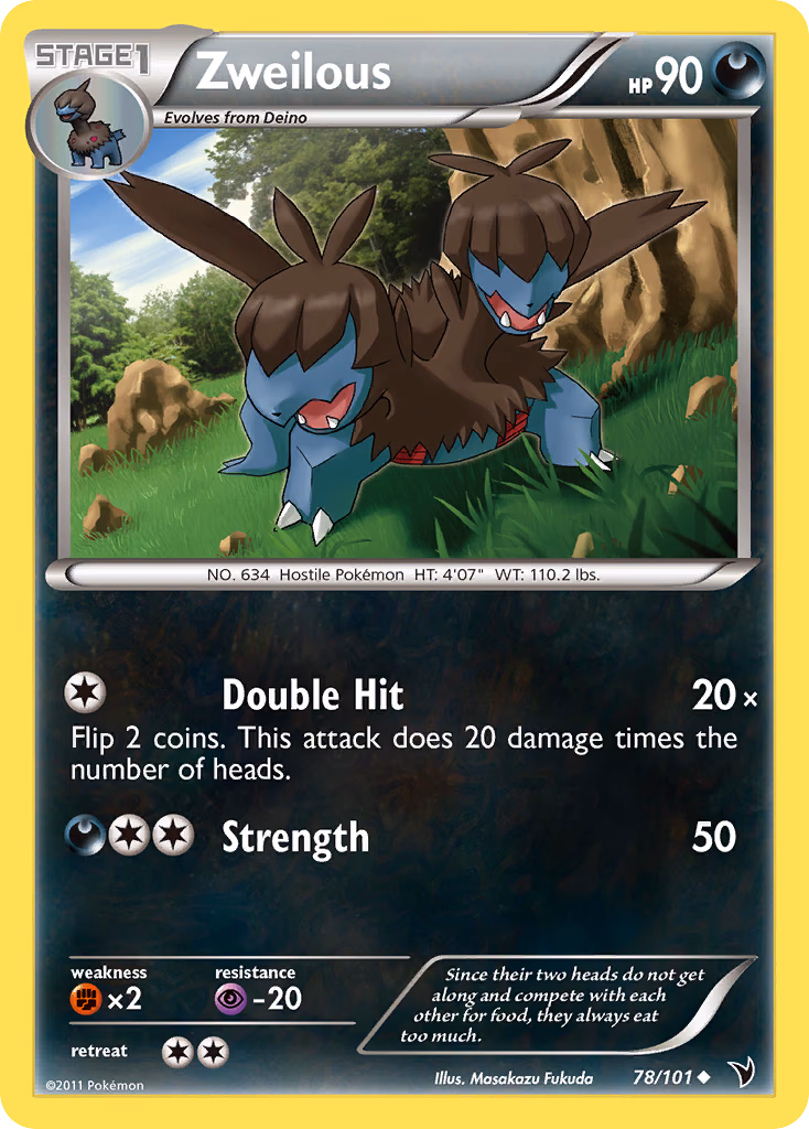 Zweilous Pokemon card (78/101, Noble Victories)