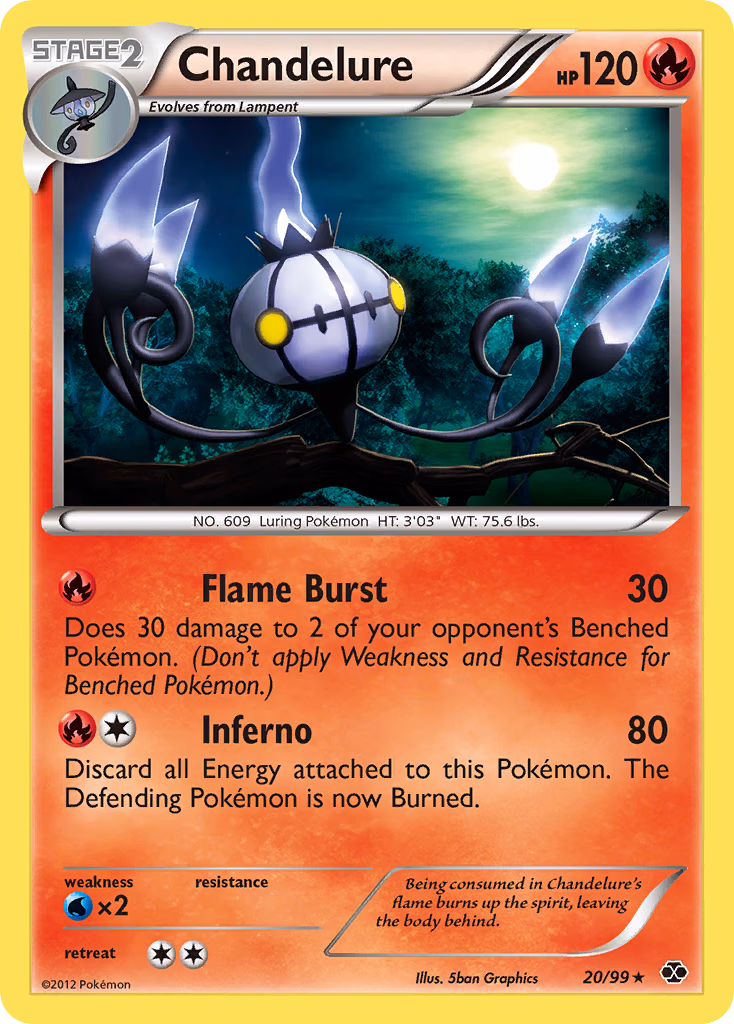 Chandelure Pokemon card (20/99, Next Destinies)