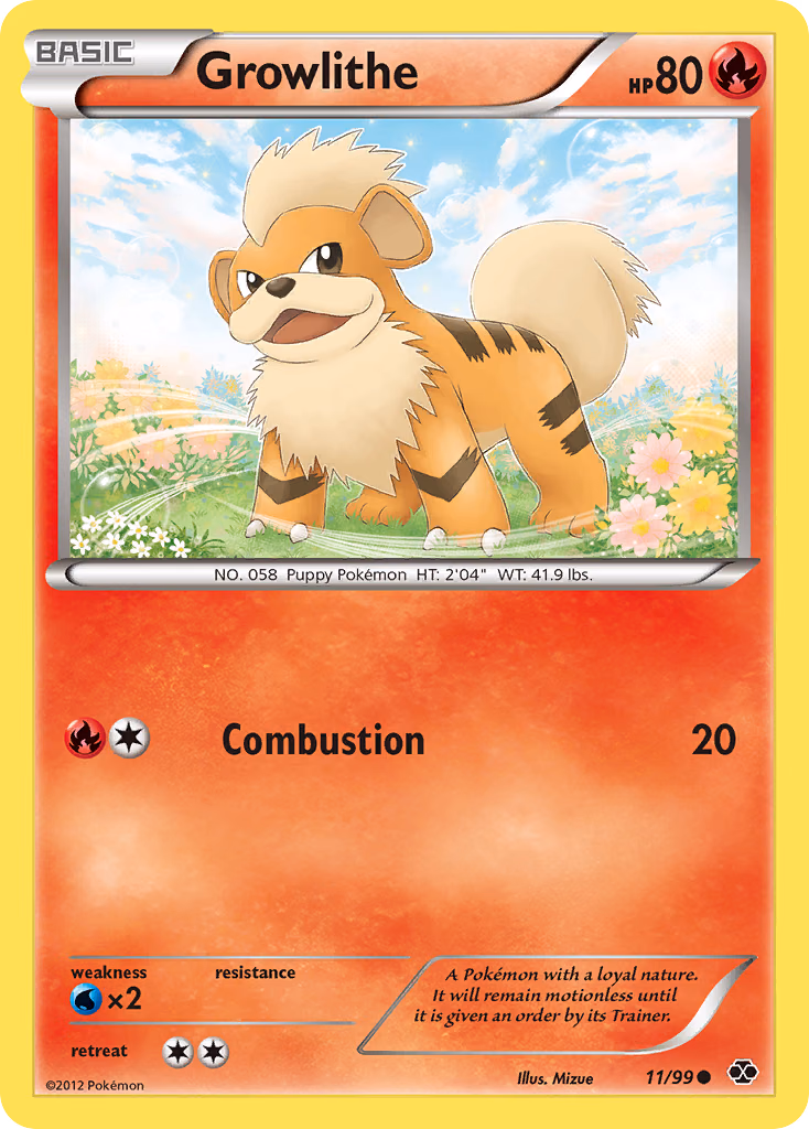 Growlithe Pokemon card (11/99, Next Destinies)