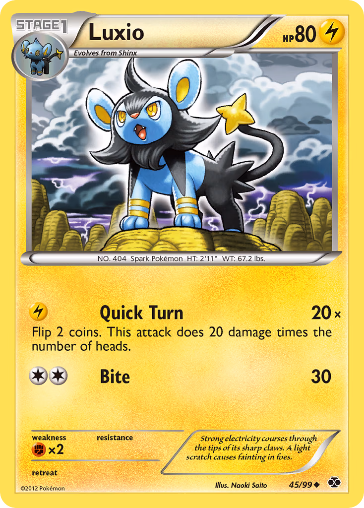 Luxio Pokemon card (45/99, Next Destinies)