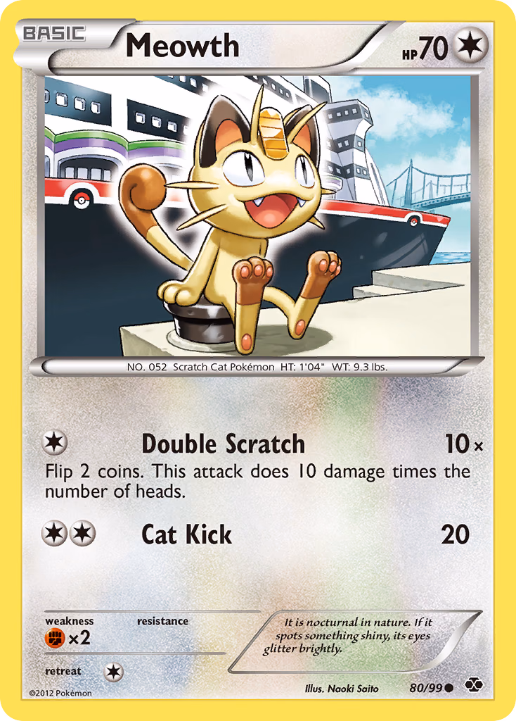 Meowth Pokemon card (80/99, Next Destinies)