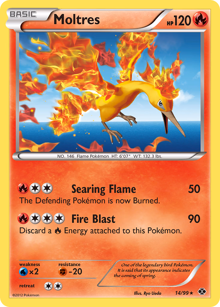 Moltres Pokemon card (14/99, Next Destinies)