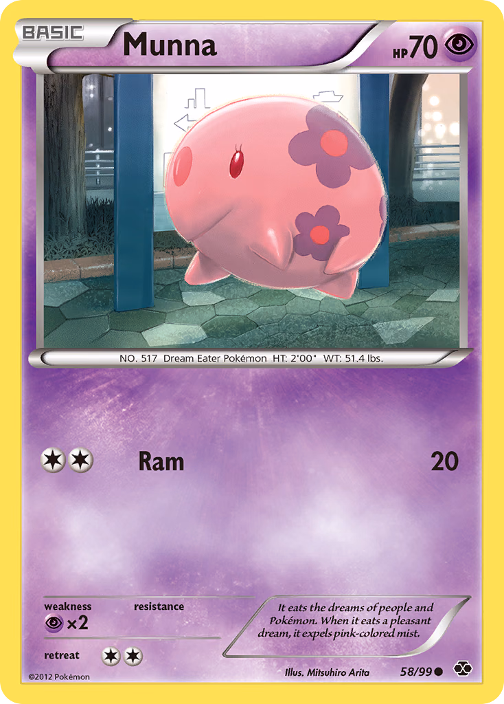 Munna Pokemon card (58/99, Next Destinies)