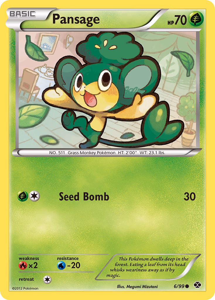 Pansage Pokemon card (6/99, Next Destinies)