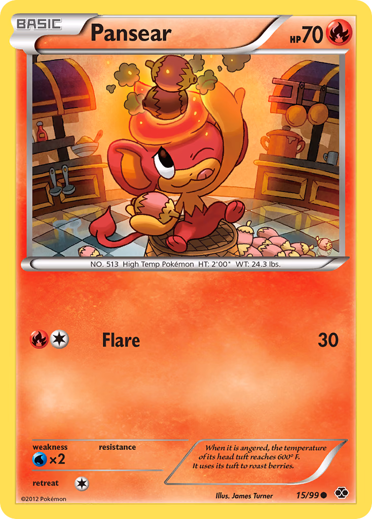 Pansear Pokemon card (15/99, Next Destinies)
