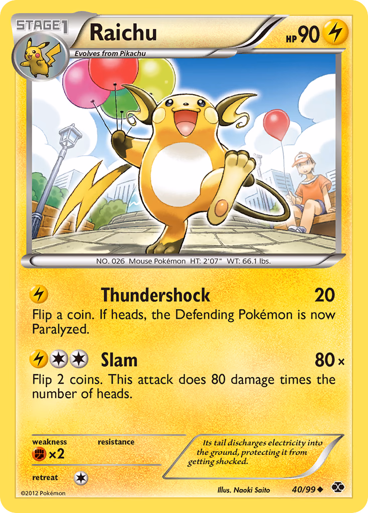 Raichu Pokemon card (40/99, Next Destinies)