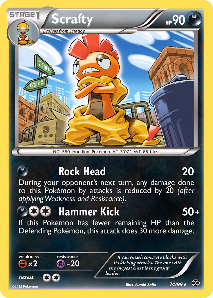 Scrafty Pokemon card (74/99, Next Destinies)