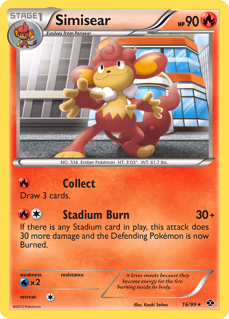 Simisear Pokemon card (16/99, Next Destinies)