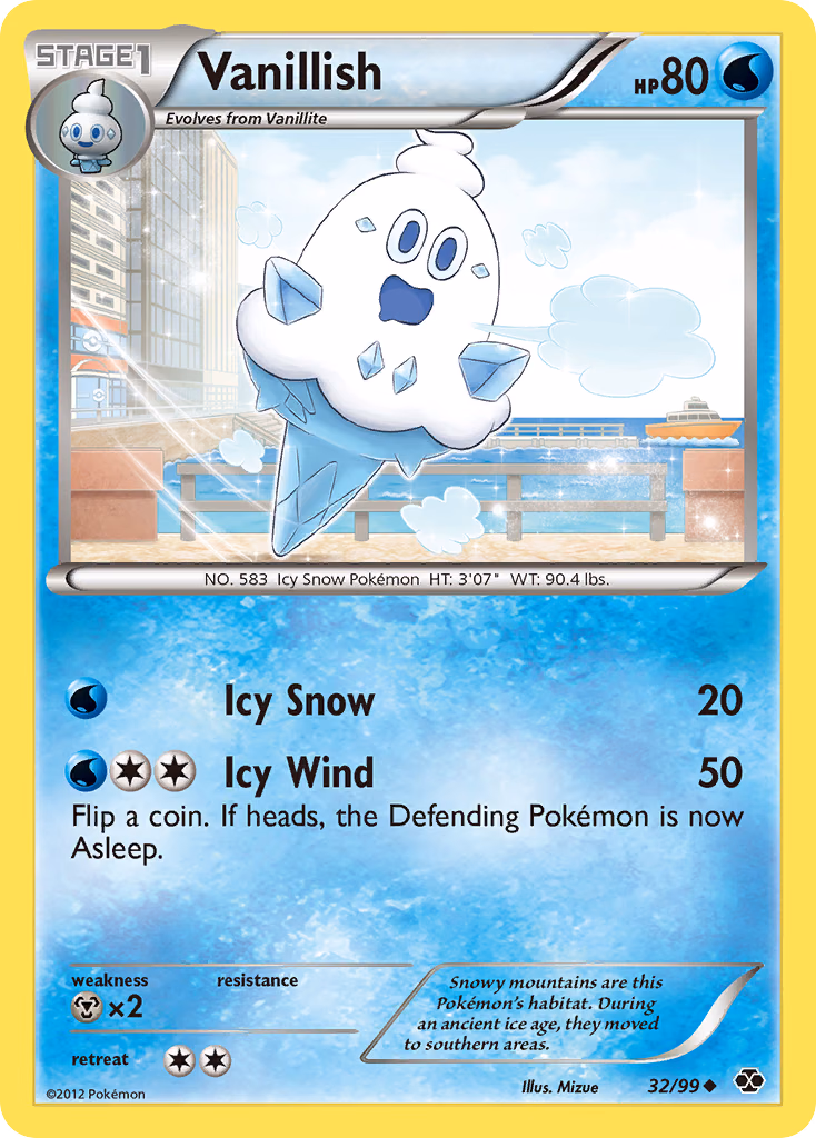 Vanillish Pokemon card (32/99, Next Destinies)