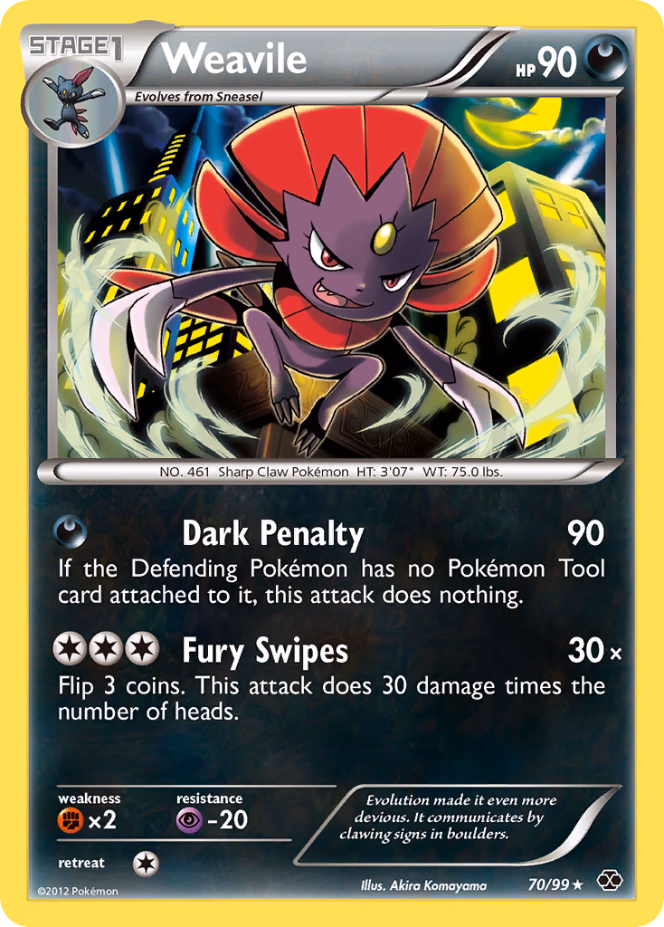 Weavile Pokemon card (70/99, Next Destinies)