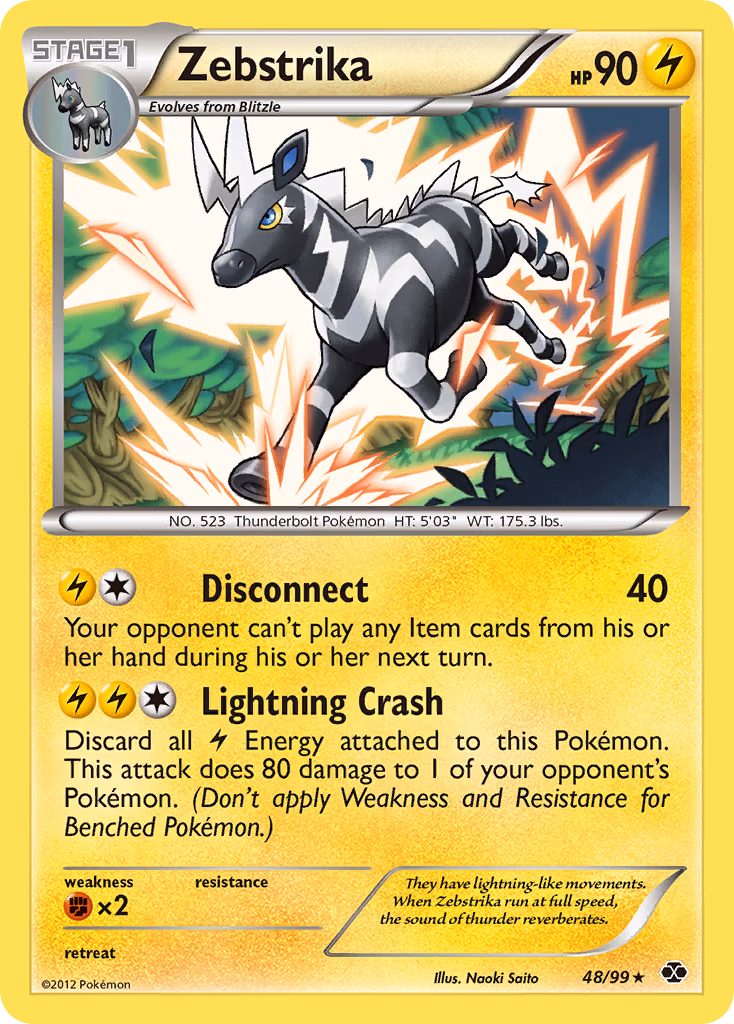 Zebstrika Pokemon card (48/99, Next Destinies)