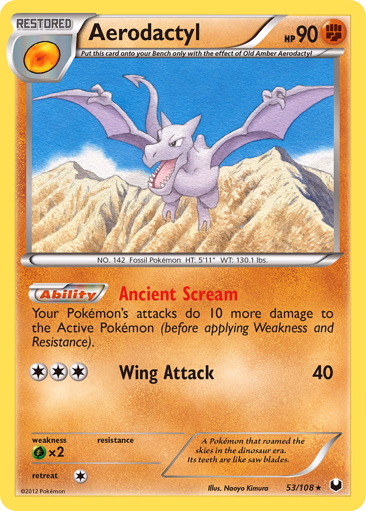 Aerodactyl Pokemon card (53/108, Dark Explorers)